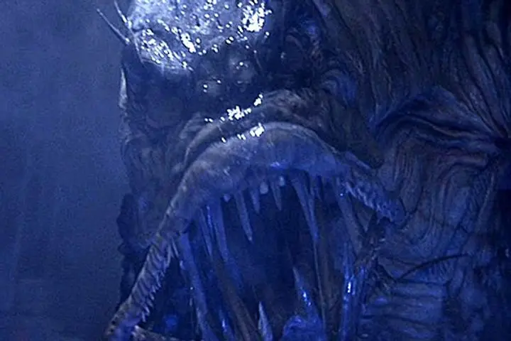 The mutated Leviathan creature bares its teeth in Leviathan 1989
